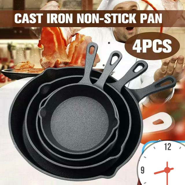 4Pcs Set Cast Iron Frying Pan