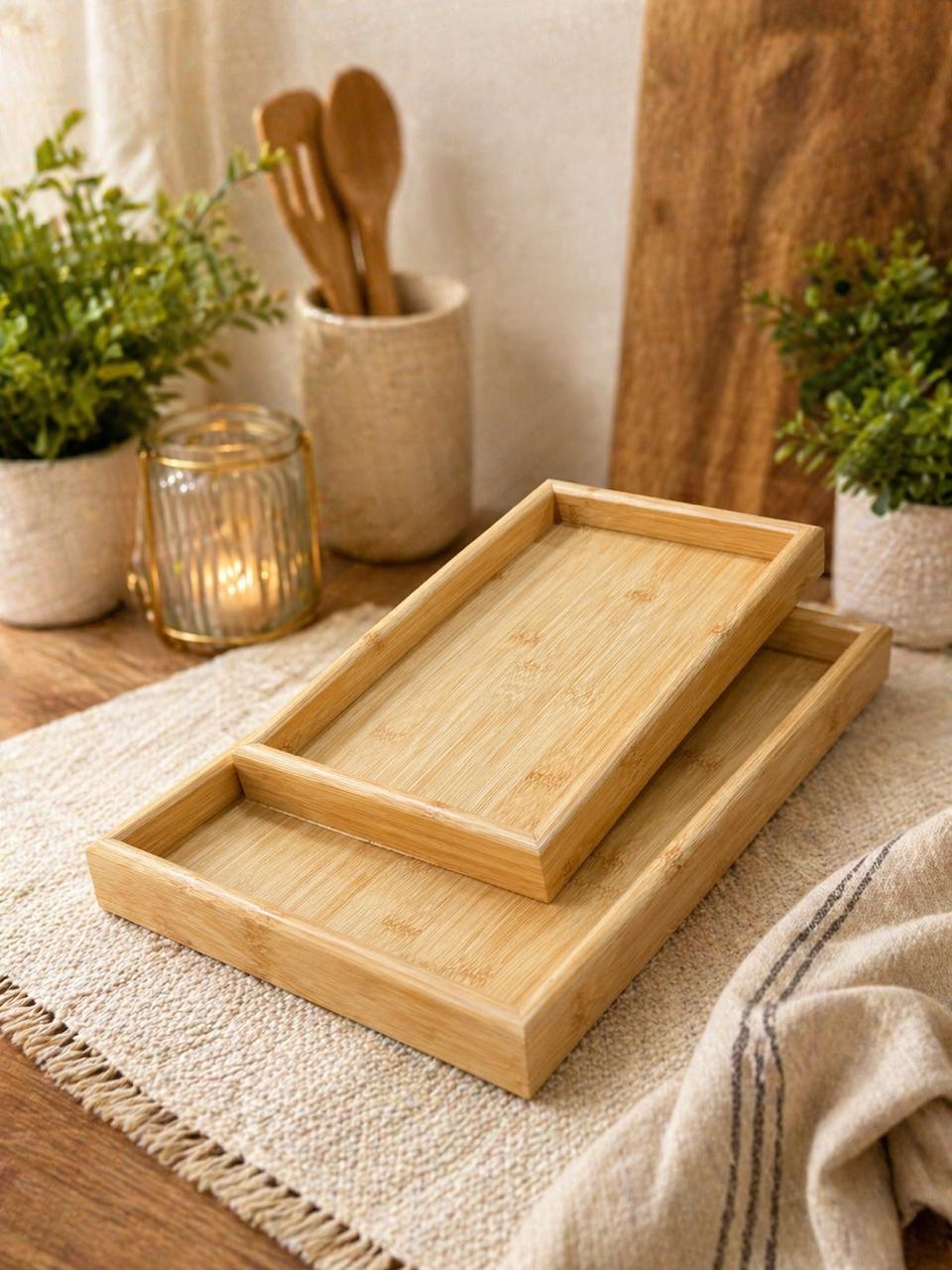 2pcs bamboo trays(tea/ornaments tray)