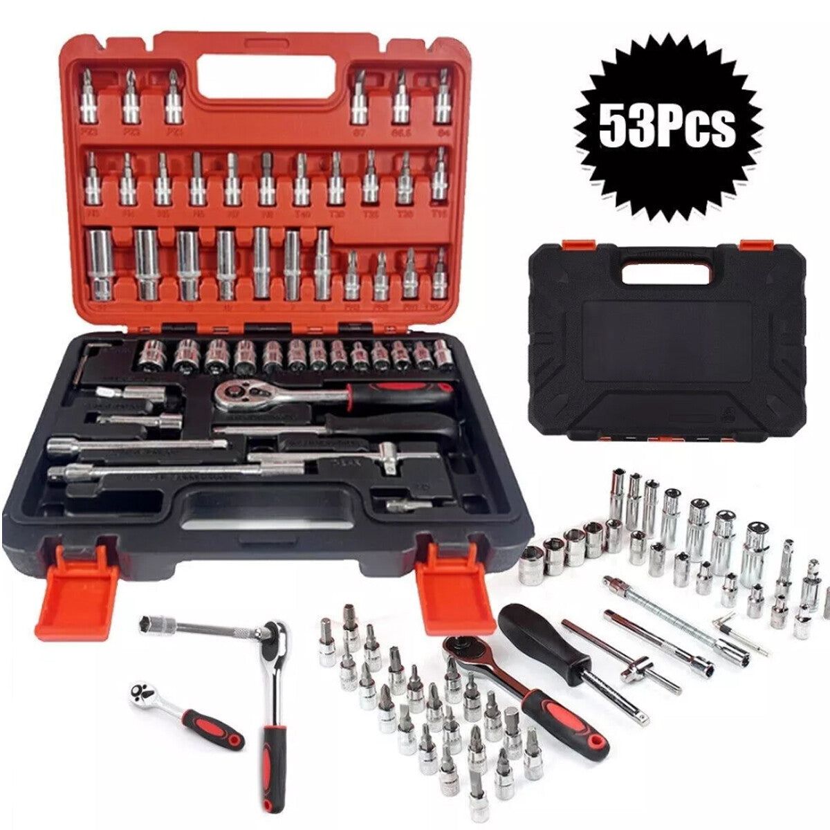 1/4" 53pc Dr socket spanners tool box