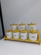 8pc bamboo fancy canister ceramic  combo set