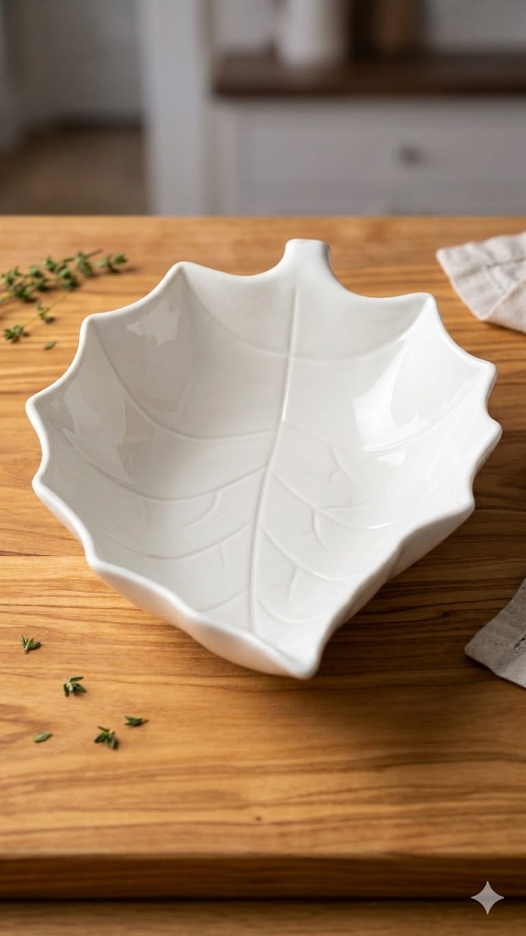 Ceramic serving leaf bowl