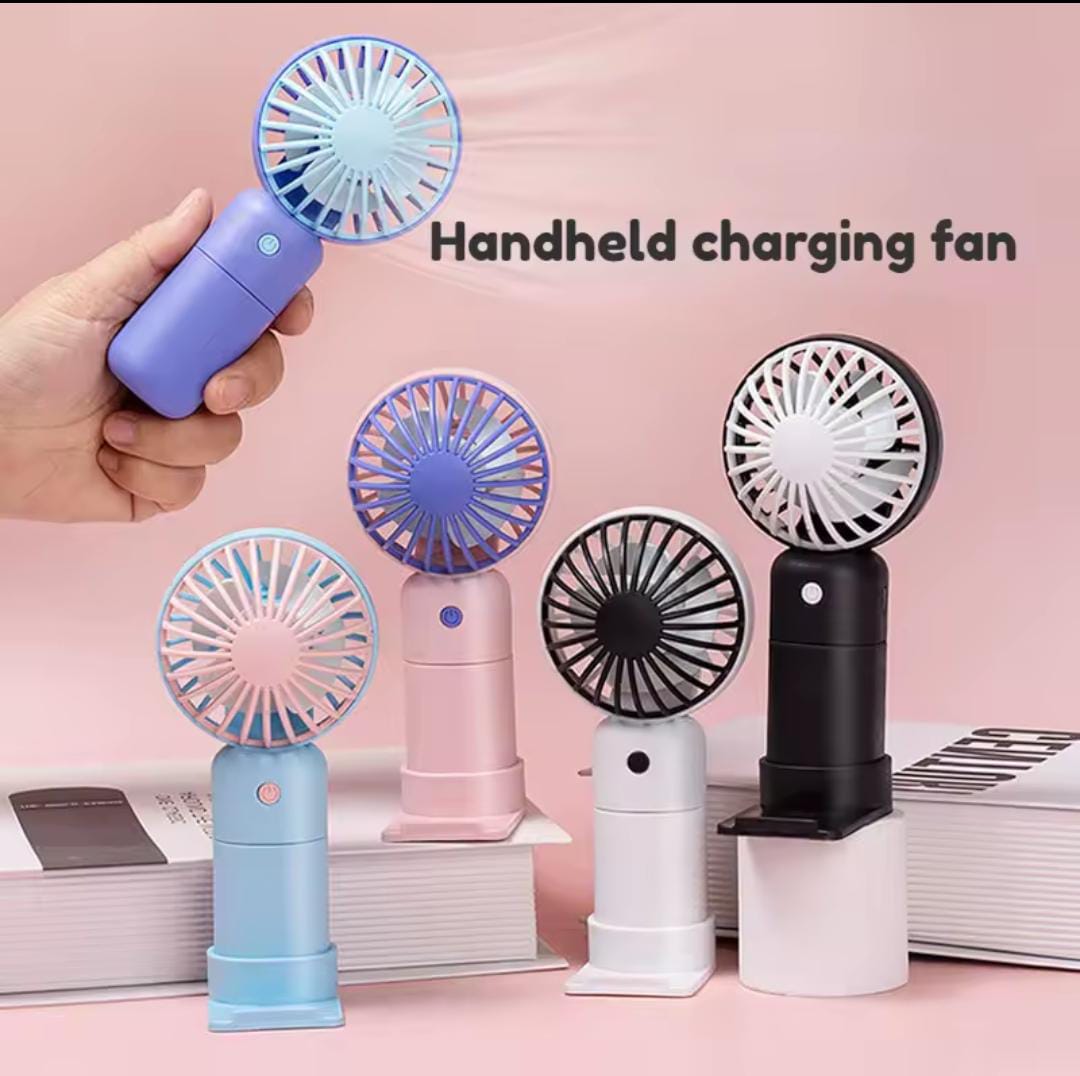1pc RECHARGEABLE PORTABLE HANDHELD FAN WITH STAND BASE