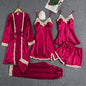 5 IN 1 QUALITY SILK PAJAMA LINGERIE SLEEPWEAR SET