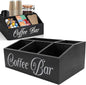 5-Compartment Wooden Coffee Station Organizer