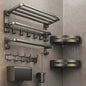 7pcs Black Multifunctional Aluminum Bath Towel Storage Rack
