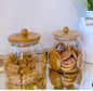 1pc Glass jar canisters with airtight bamboo lid.