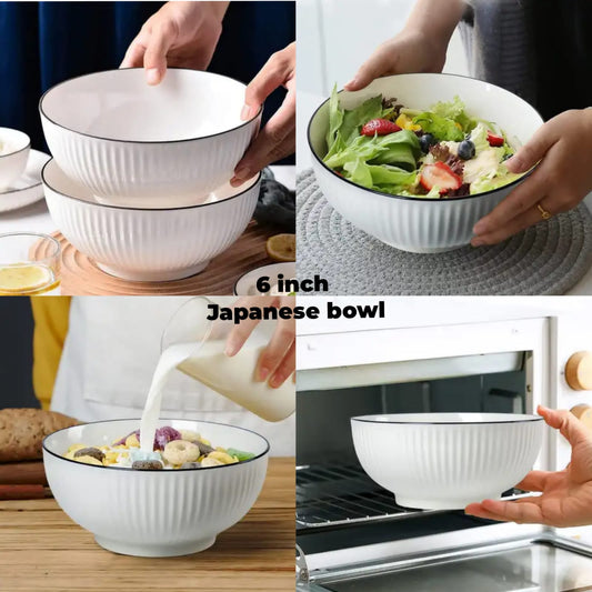 Japanese-Style Ceramic Bowls – 6 Inch