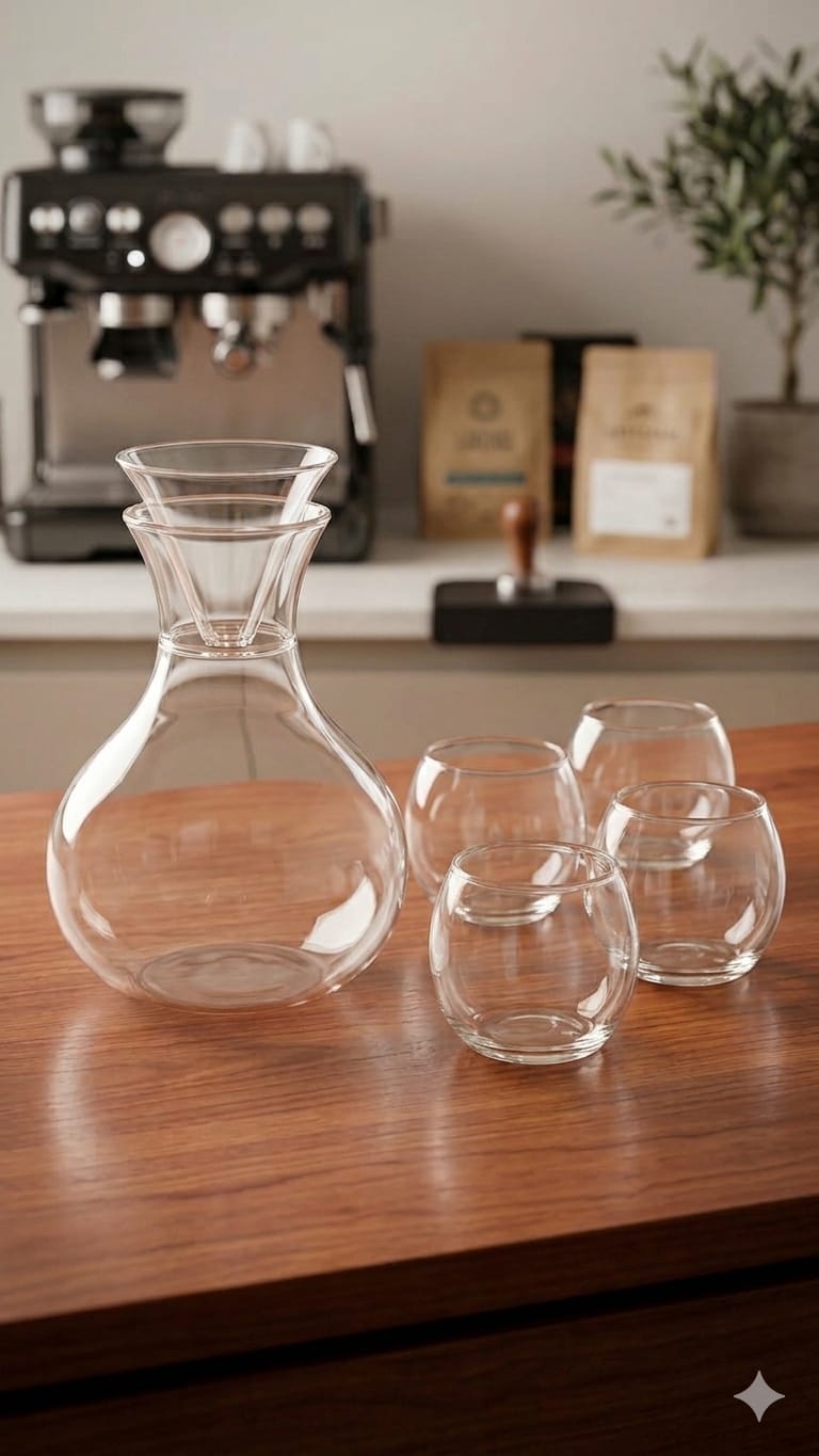Round Lemon Decanter Set with 4 Glasses