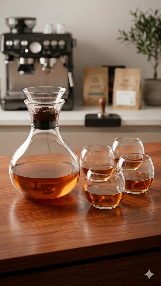 Round Lemon Decanter Set with 4 Glasses