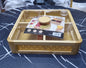 Premium square Bamboo 4-Section  Tea / Snacks Tray with Lid.