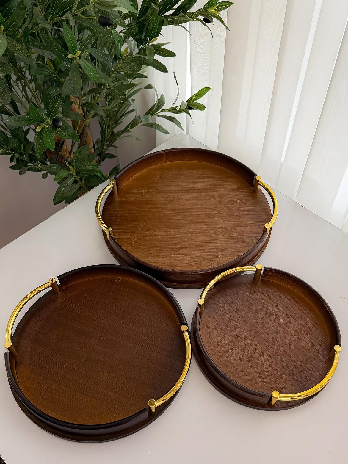 3pc Multi-functional Bamboo Food serving Trays for Household use/Decor.