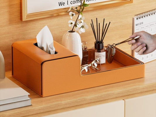 Leather tissue box, living room high-end light luxury desktop