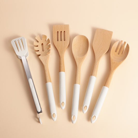 6pcs  premium bamboo spoon set with stand