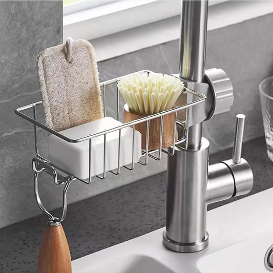 Kitchen Stainless Steel Sink Drain Rack Sponge Storage