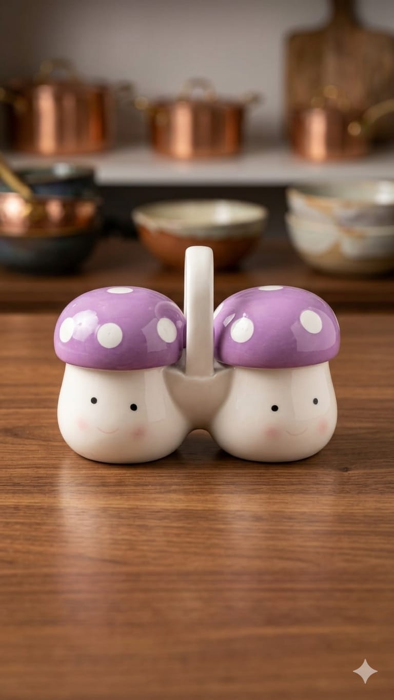 Twin mushroom sugar dish