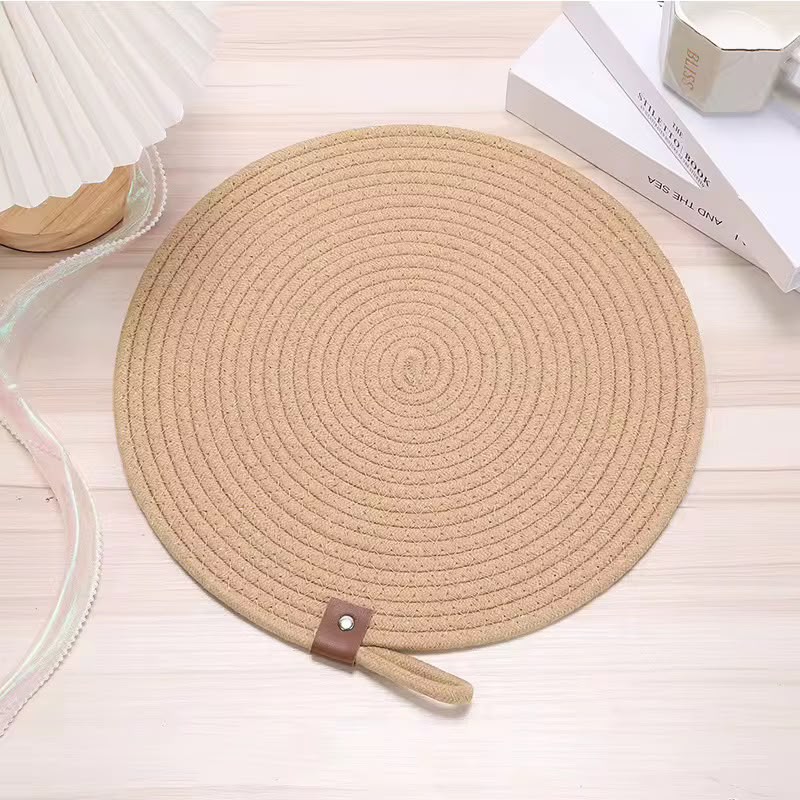 6pcs Round cotton rope woven non slip heat resistant table mat