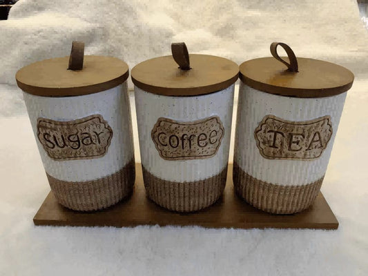3pc Rustic Ceramic Canister Set