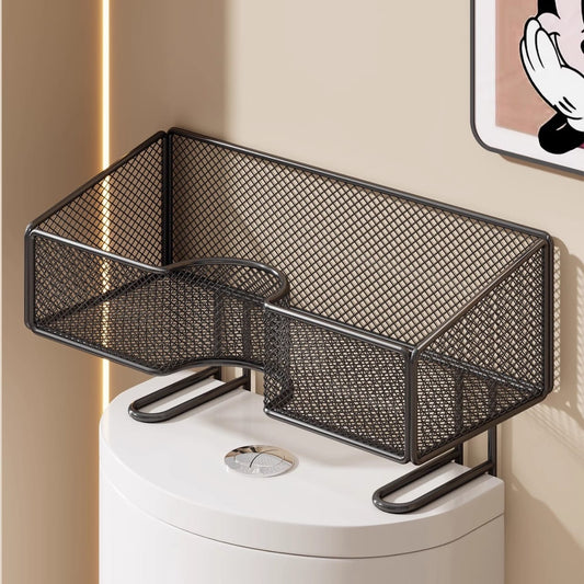 Heavy duty over the toilet metallic mesh over-the-toilet storage rack