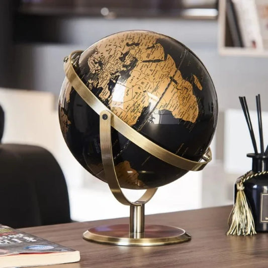 BIG SIZE Rotating Retro World Globe Desktop Figurine
