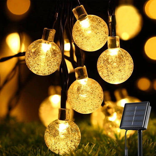 Solar Powered Outdoor Ball String  Christmas Lights – 12M Roll -100 Balls