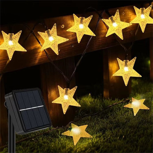 Solar Powered Outdoor Star Fairy Lights – 12M, 100 Stars Christmas Theme-