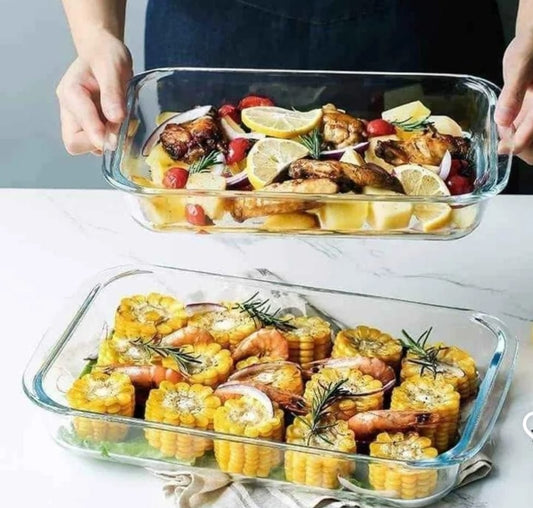 2pcs rectangular glass baking trays-