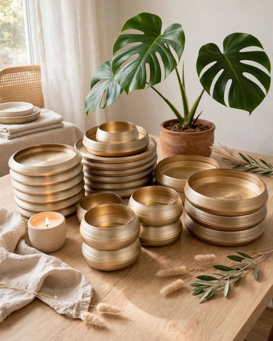 LUXURY GOLD/BROWN 24PC DINNER SET