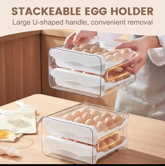Double layer egg holder/storage container. 32eggs