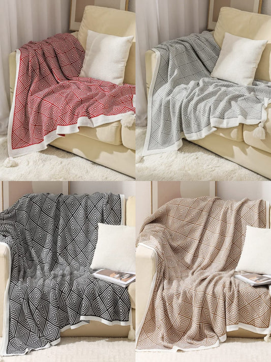 Bohemian knitted throw blankets with Pendant/Tassels