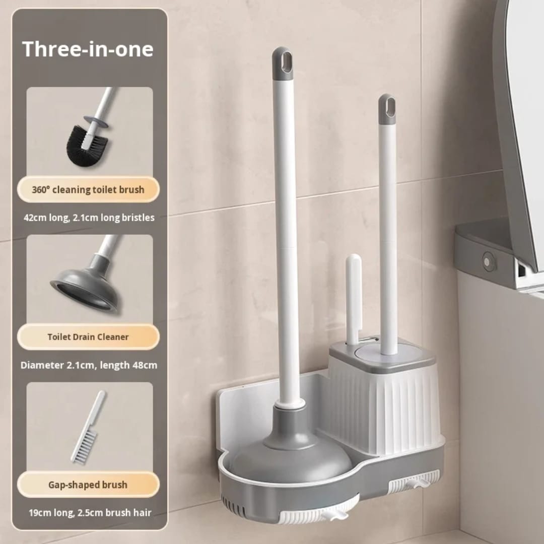 3 in 1 Toilet Brush & Plunger Set