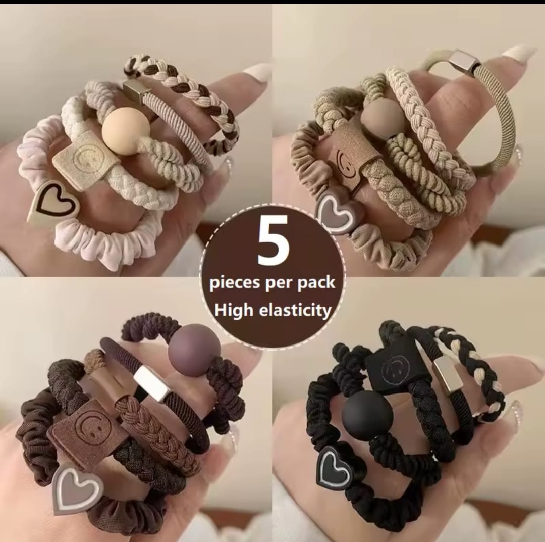 5pcs Baby Girls Fashion Bow Tie Rubber Band Elastic Hair Rope Red Knot Love Wave Spot Hair Butterfly Headwear Hair Accessories