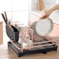 Kitchen Dish Drying Rack,Aluminum Sink Stand Organizer with Drainer,Plate Cutlery Holder,Tools Accessories Storage Shelf Gold