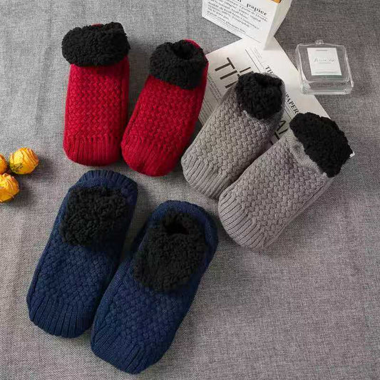 Winter Non-Slip Snow Socks Men Women Warm Comfort Sleep Socks Cozy Knitted Indoor Floor Slippers with Anti-Skid Bottom for Home
