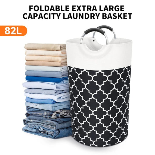 LARGE CAPACITY  LAUNDRY BASKET 82L WITH METAL HANDLES