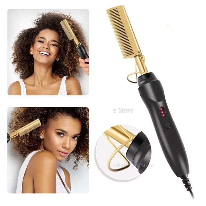 Electrical hair  straightening & curling hot comb