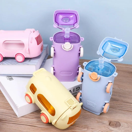 2-in-1 toy bus water bottle for kids
