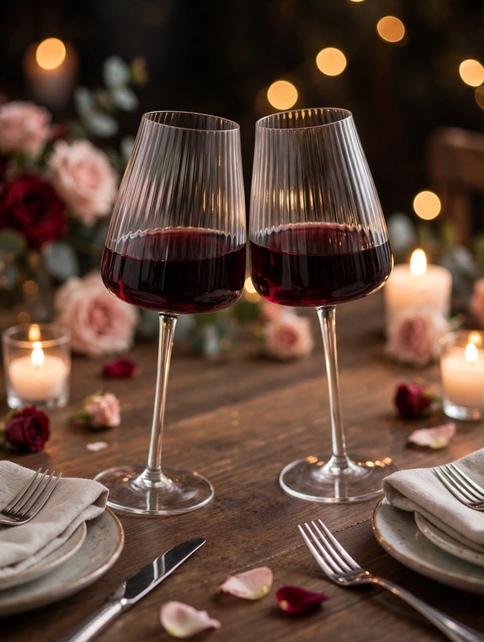 Our 2pc Ribbed long stem Wine Glasses - 500ml