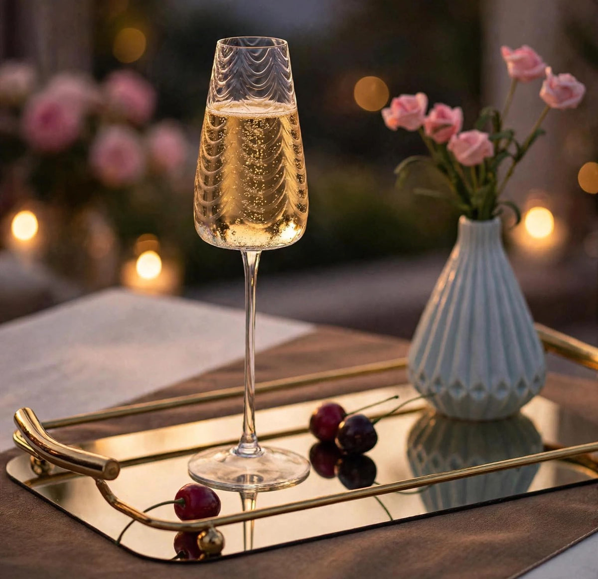 Wavy long Stem champagne/wine Glasses . Capacity:280mls