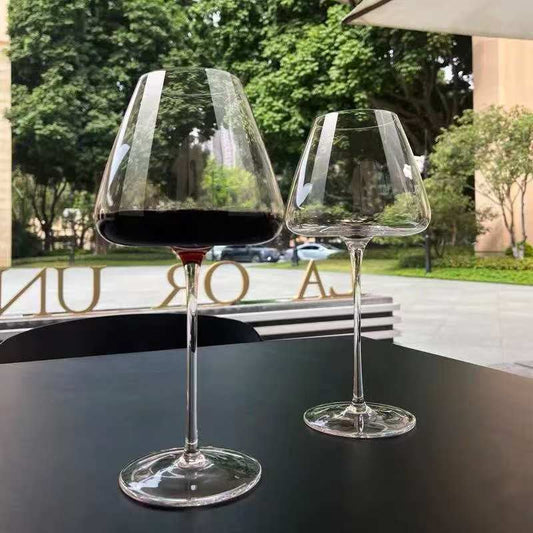 High quality unique, long steamed wine glasses