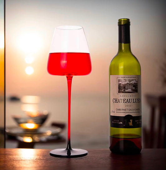 600ML Red long Stem Wine Glass 600mls 2pc