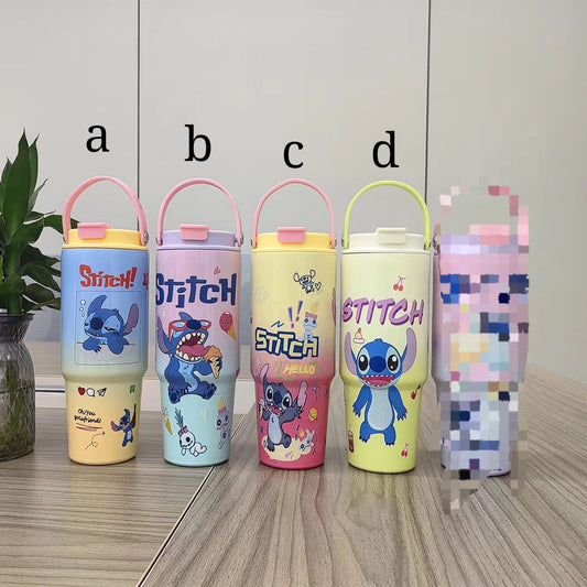 Customized cartoon character (Stitch) Stainless Steel Insulated Tumbler with portable handle