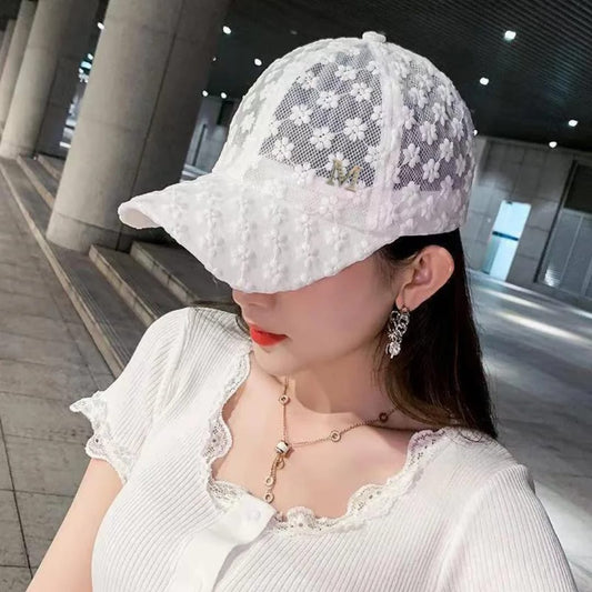 Lace Flower Thin Baseball Cap Female Spring And Summer Sunscreen Hollow Cap Breathable