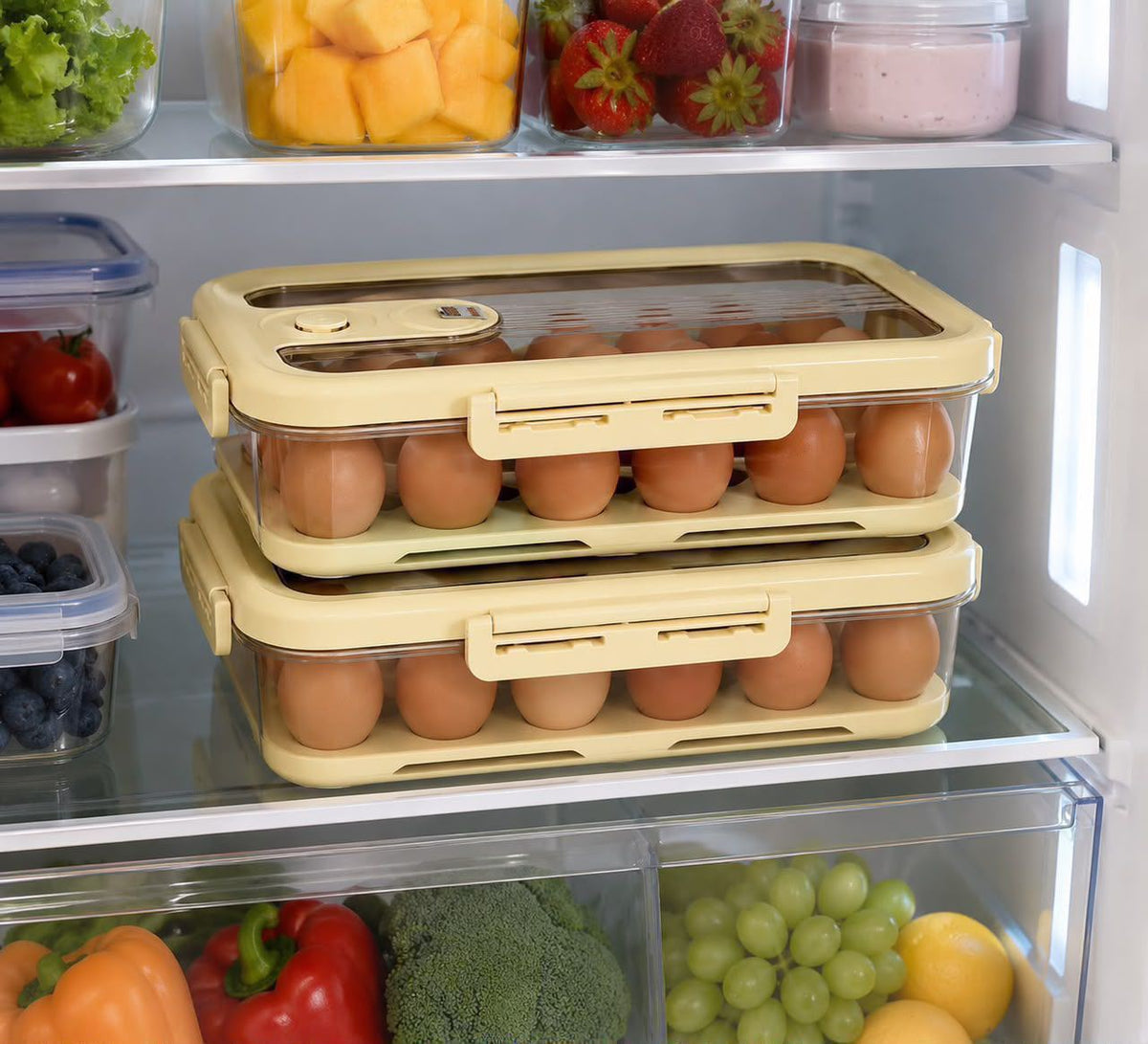 ️24 pcs Egg Storage Box, Refrigerator-Specific Sealed Fresh-Keeping Box, Egg Compartment Storage Box