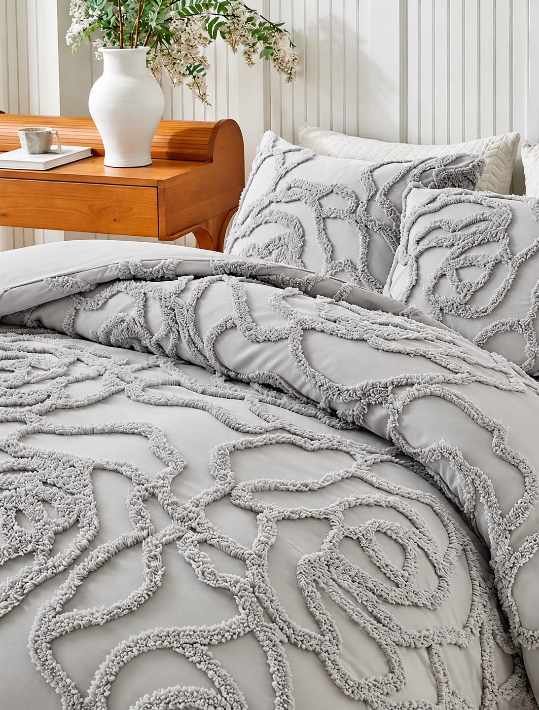 embroidery Rose Grey   220*240cm            229*264cm