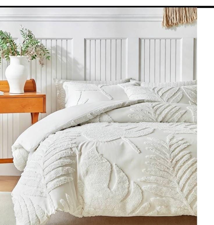 Chenille embroidery leave White 220*240cm            229*264cm
