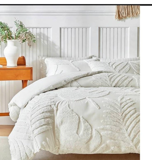 Chenille embroidery leave White 220*240cm            229*264cm