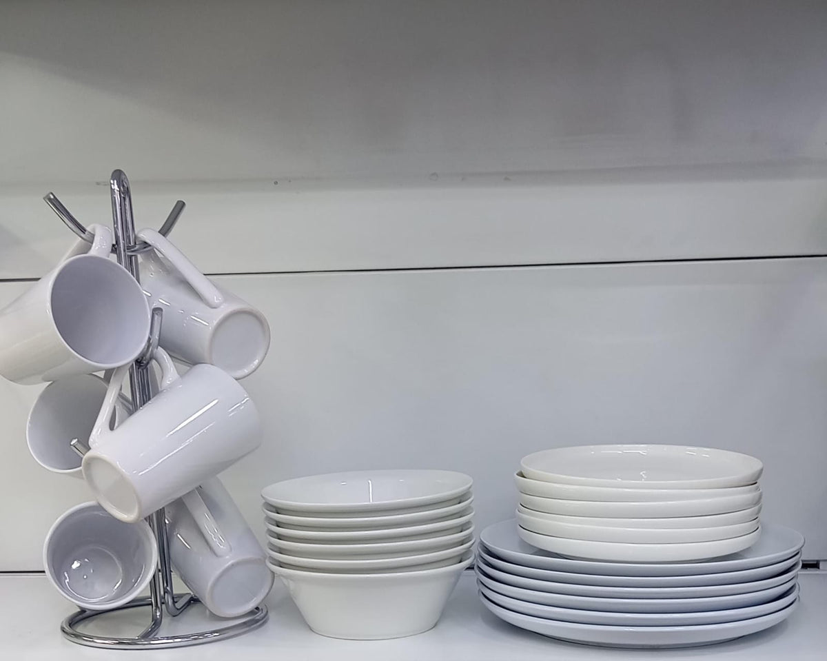 24pcs white themed  dinner set