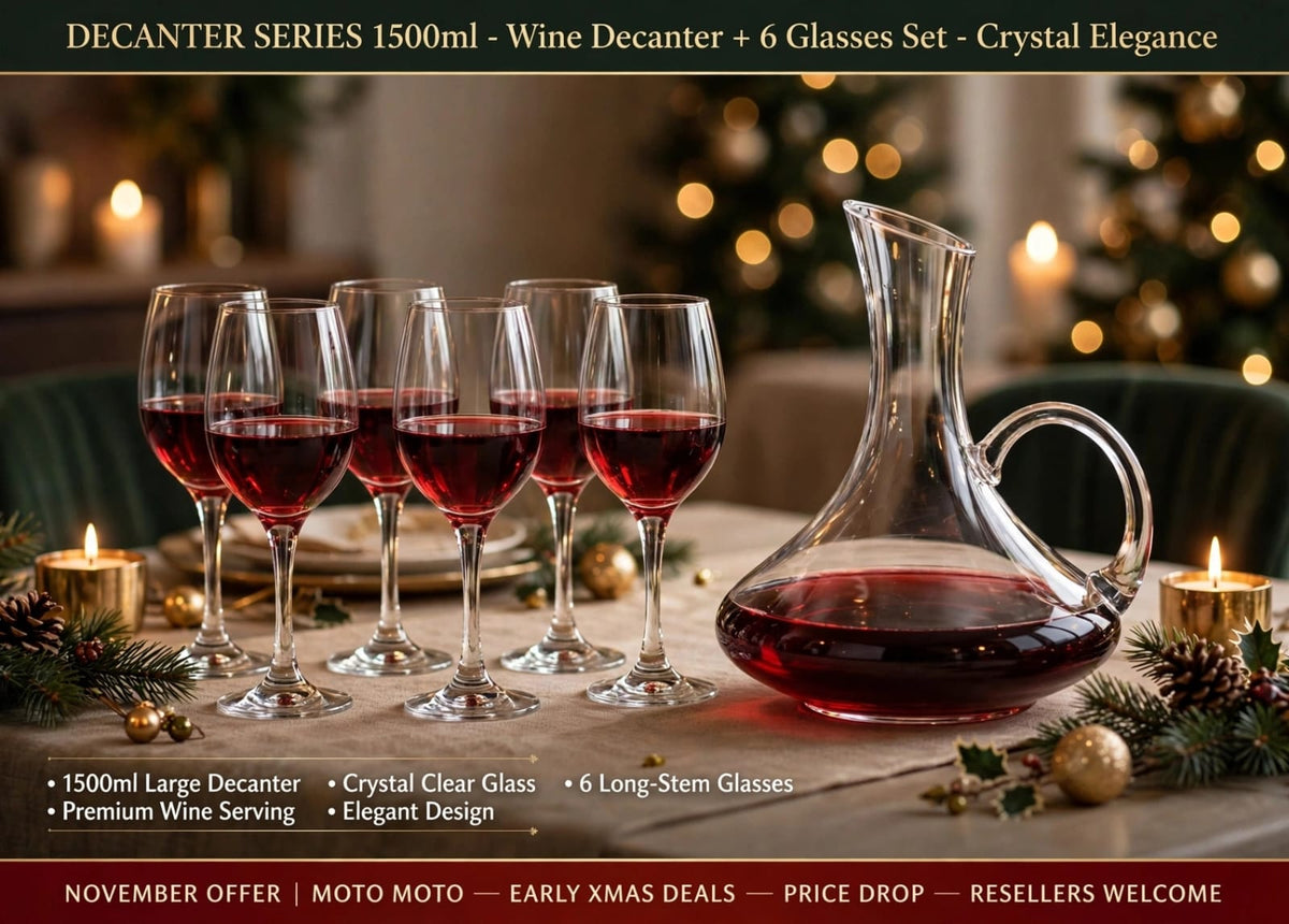 DECANTER SERIES 1500ml — Wine Decanter + 6 Glasses — Crystal Elegance