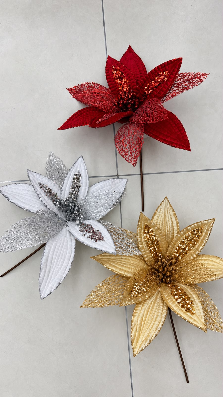 ✨ Glitter Poinsettia Christmas Flower