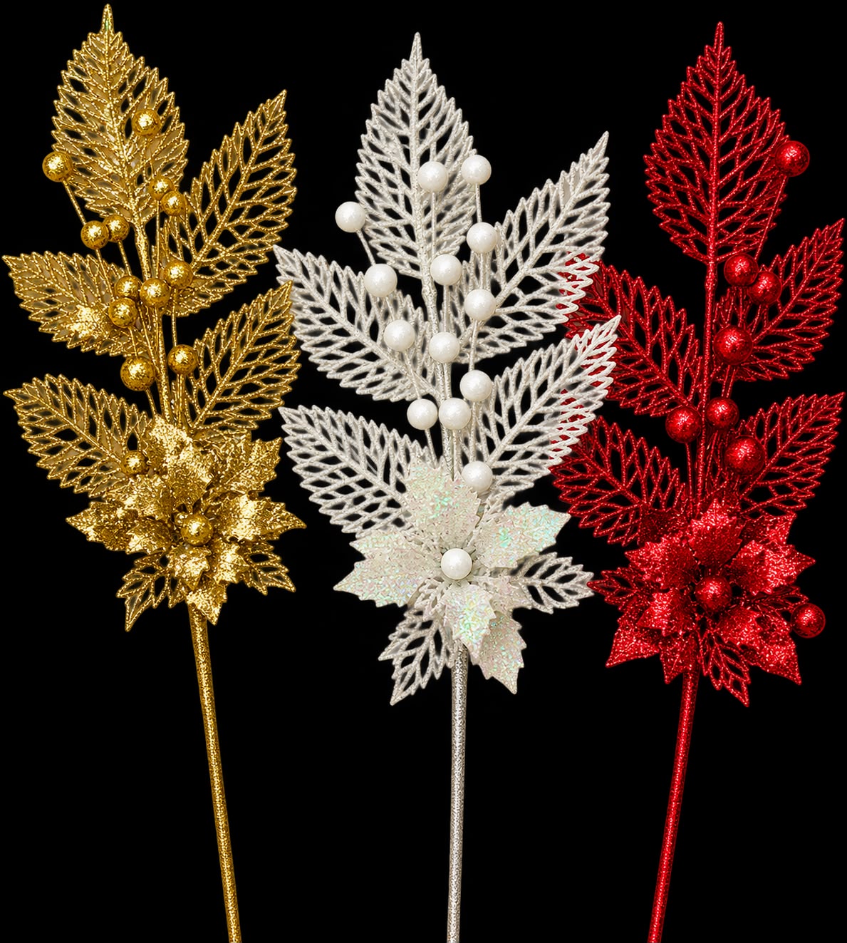 Glitter Christmas Floral Picks